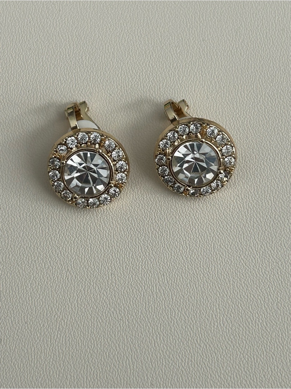 Gold-Tone Crystal Clip-On Earrings - Clear